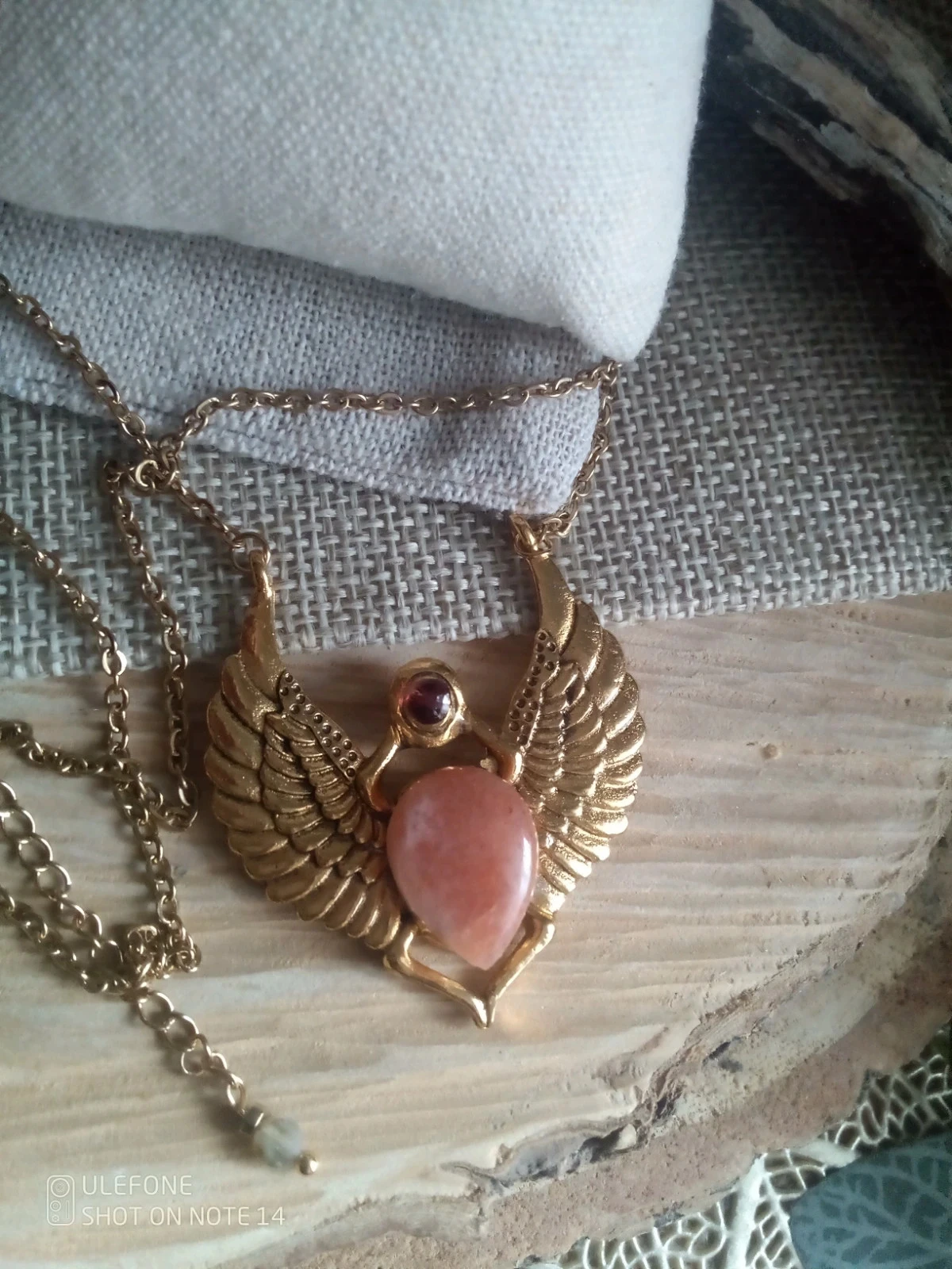 Collier scarabée Egyptien pierres naturelles semi précieuses – photo 2